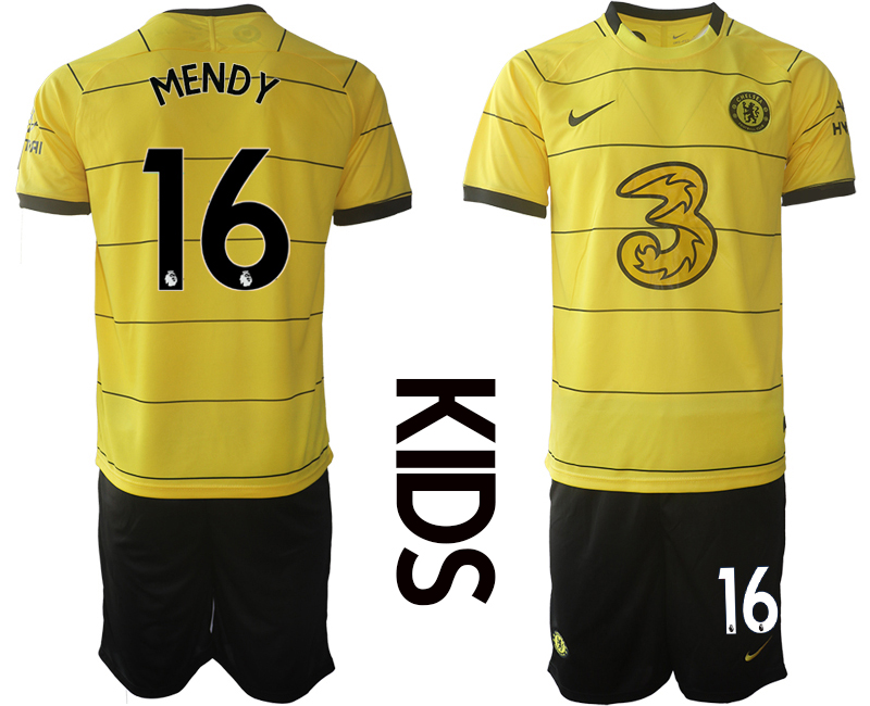 Youth 2021-2022 Club Chelsea away yellow #16 Soccer Jersey